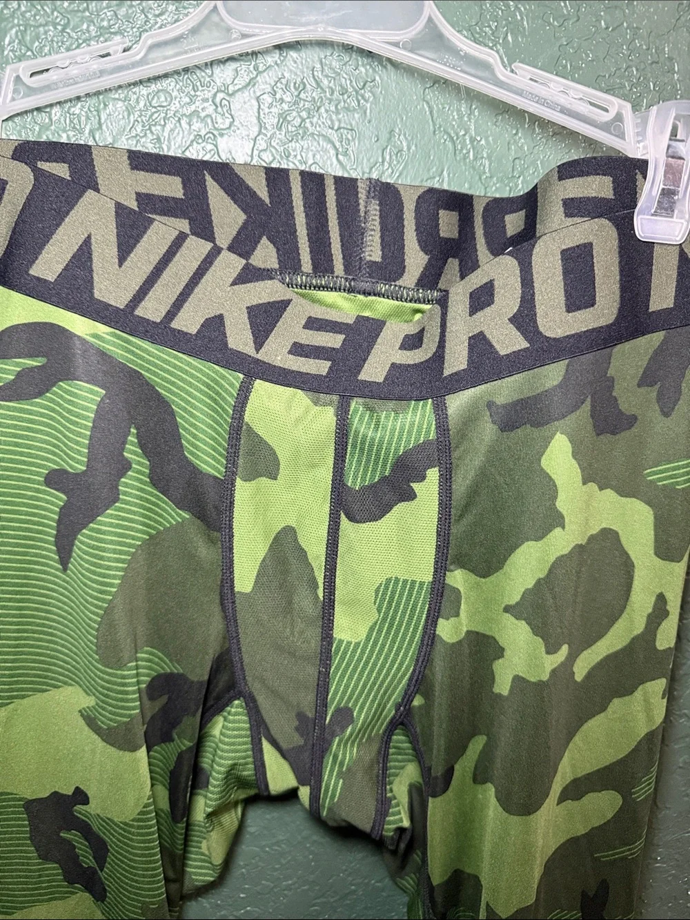Nike Pro Camouflage Compression Tights Green Black Men's Size Medium